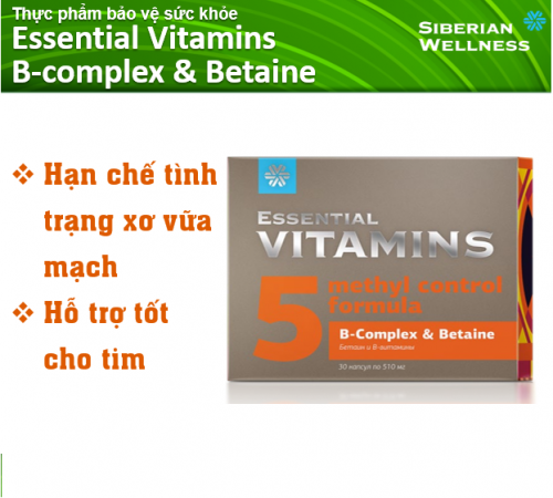 Essential Vitamins B-complex Betaine, hỗ trợ hạn chế xơ vữa mạch